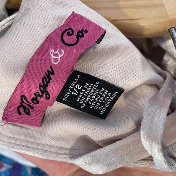 MORGAN & CO Blush Pink Velvet Maxi‎ Dress Spaghetti Straps Criss Cross Back - Picture 6 of 6